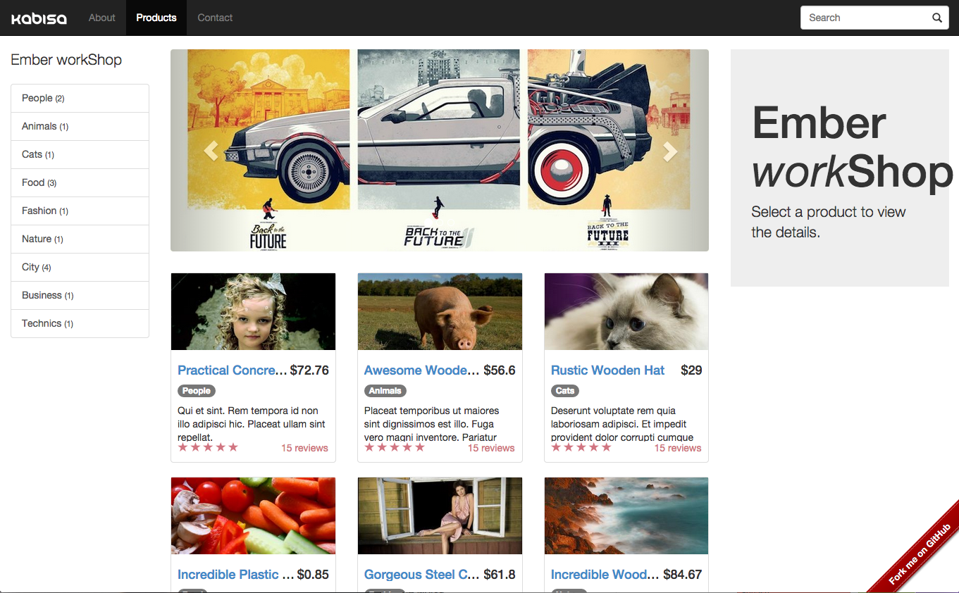 Ember.js workshop screenshot