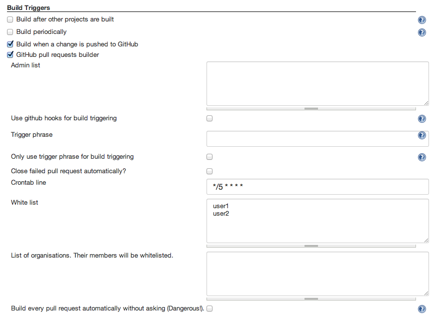 project configuration triggers